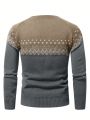 Manfinity Men'S Geometric Pattern Raglan Sleeve Sweater