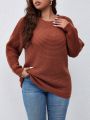 Plus Batwing Sleeve Buttoned Back Sweater