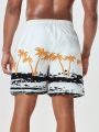 Men's Palm Tree Printed Beach Shorts