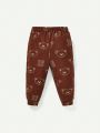 Cozy Cub Baby Boy Letter Graphic Hooded Bodysuit & Bear Print Sweatpants