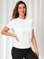 SHEIN Daily&Casual Solid Color Short Sleeve Sports T-Shirt