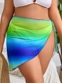 SHEIN Swim Vcay Plus Size 1pc Gradient Tie Side Cover Up Skirt