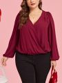 SHEIN Clasi Valentine's Day Plus Size Women's Back Patchwork Lace Blouse