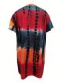 SHEIN LUNE Plus Tie Dye Dual Pocket Drop Shoulder Tee Dress