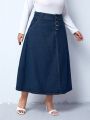 Plus Size Women's A-line Denim Skirt