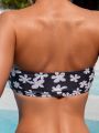 SHEIN Swim Vcay Women's Floral Printed Bandeau Bikini Set