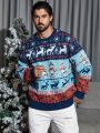 Extended Sizes Men Plus Christmas Pattern Sweater