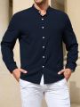 Manfinity Basics Men's Plus Size Long Sleeve Button Down Shirt