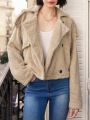 SHEIN Frenchy Women's Plush Short Jacket In Apricot For Autumn And Winter
