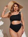 SHEIN Swim Basics Plus Size Hollow Out One-Piece Swimsuit