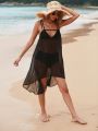 SHEIN Swim BohoFeel 1pc Backless Perspective Cover Up Dress