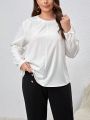 SHEIN Privé Plus Size Solid Color Round Neck Shirt