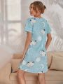 Moon & Cartoon Graphic Nightdress