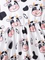 Infant Girls' Sleeveless Cartoon Printed Full-Length Dress