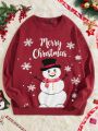 SHEIN Men Plus Christmas Snowman & Slogan Graphic Sweater