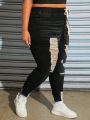 SHEIN CURVE+ Plus Size Women's Drawstring Waist Ripped Skinny Jeans