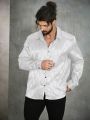 Extended Sizes Men's Plus Size Jacquard Long Sleeve Shirt