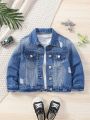 Little Boys' Medium Washed Distressed Denim Jacket