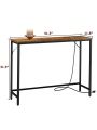 SUPERJARE Console Table with Power Outlets & USB Ports, Narrow Entryway Table, 39.3 Inches Sofa Table with Steel Frame