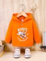 Baby Boy Dinosaur & Slogan Graphic Hoodie