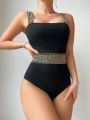 Women's Color Block Square Neck One-piece Swimsuit