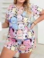 Plus Size Cartoon Print Homewear Set