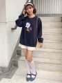 FriFul Floral Print Drop Shoulder 2 In 1 Sweatshirt