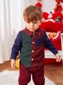 SHEIN Baby Boy 1pc Colorblock Patched Pocket Shirt