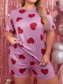 Women's Plus Size Digital Printed Milk Silk Pajama Set