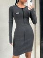 SHEIN Coolane Zipper Design Bodycon Dress