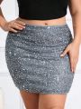 SHEIN SXY Plus Size Glittery Midi Skirt