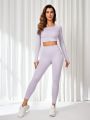 Women'S Single-Color Elastic Comfortable Sports Suit