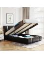 Full Size Upholstered Faux Leather Platform Bed with a Hydraulic Storage System, Durable Bedframe for Teens, Bedroom, Home Furniture, No Box Spring Required