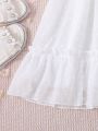 Teenage Girls' V-Neck Mesh Spliced Waist Cinched Dress