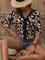 Women'S Loose Fit Printed V-Neck Casual Shirt