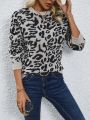 Leopard Pattern Drop Shoulder Sweater