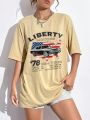 Car And Letter Graphic Drop Shoulder Tee