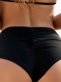 SHEIN Swim Basics Women'S Butt Pleated Swimsuit Bottoms