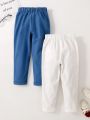 SHEIN Kids EVRYDAY Toddler Boys' Daily Casual Solid Color Pocket Design Long Pants For Spring And Summer