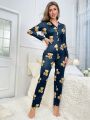 Cute Bear Pattern Printed Jumpsuit