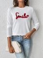 SHEIN Frenchy Letter Graphic Round Neck Tee