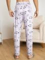 Men's Cartoon And Letter Print Homewear Bottoms