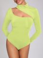 NEW FEMME Turtle Neck Longsleeve Bodysuit With Cut Out