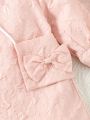 Baby Girls' Elegant Pink Bubble Texture Fabric Dress