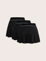 3 Pack Contrast Tape Waist Sports Skort