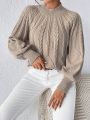 SHEIN Frenchy Cable Knit Lantern Sleeve Sweater