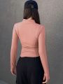 DAZY Zipper Closure Solid Color Women's Jacket