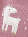 Baby Girl Unicorn Pattern Contrast Trim Knit Jumpsuit