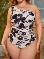 SHEIN Swim Chicsea Plus Size Women'S One Piece Swimsuit With Floral Print