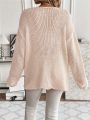 SHEIN Essnce Women's V-neck Drop Shoulder Solid Color Sweater